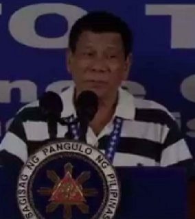 President Rodrigo Duterte in his first public appearance since taking several days off after a punishing schedule last weekend. (from RTVM video)