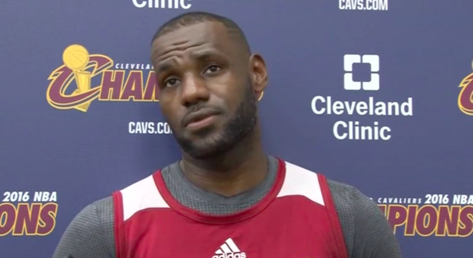 Basketball superstar LeBron James' Los Angeles home was vandalized with a racial slur, police said on Wednesday (May 31), one day before the Cleveland Cavaliers player was set to take the court in the first game of the NBA finals. Photo grabbed from Reuters video file.