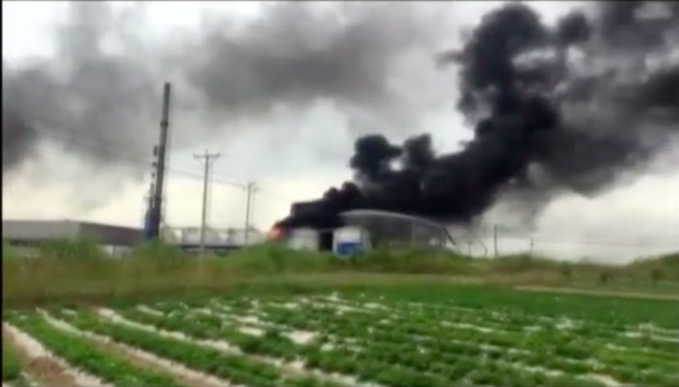 At least one person was killed, six others were injured and seven more were missing after an explosion happened Monday morning at a petrochemical company in east China's Shandong Province. Photo grabbed from Reuters video file.