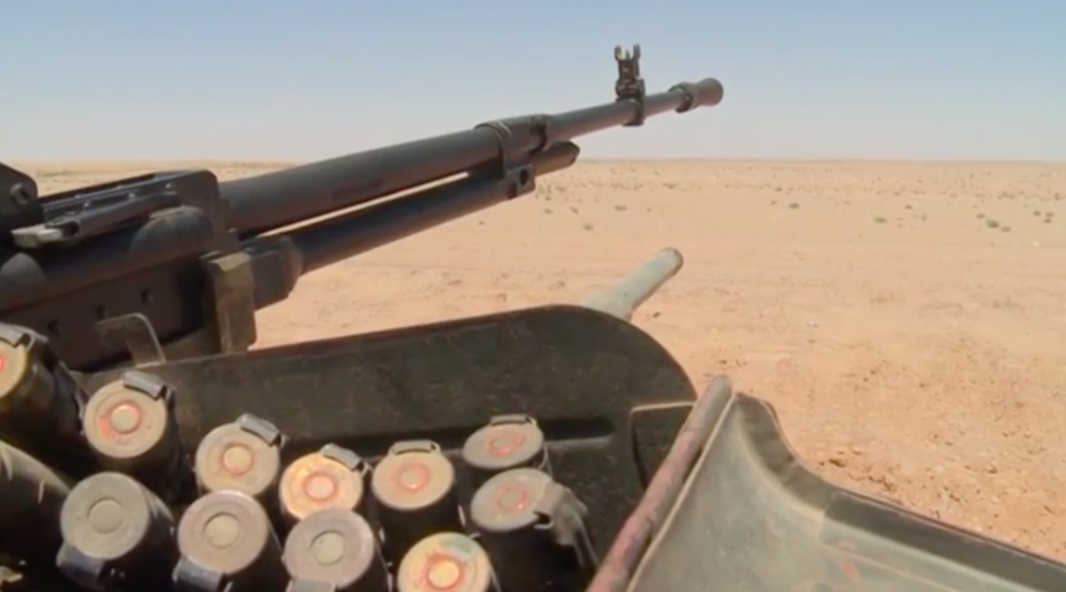 The Syrian government forces on Monday vowed to continue their offensive to the eastern province of Deir ez-Zor after advancing to the Syrian-Iraqi border in the eastern Syrian desert. Photo grabbed from Reuters video file.