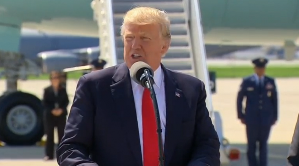 U.S. President Donald Trump on Tuesday (June 13) blamed democrats for the suffering of "millions of American families." Photo grabbed from Reuters video file.