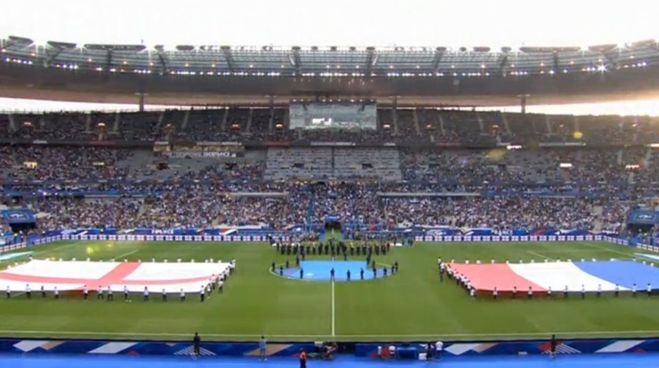 Fans at the Stade de France paid tribute to the victims of the recent militant attacks in Manchester and London before a soccer friendly between France and England on Tuesday (June 13). Photo grabbed from Reuters video File.