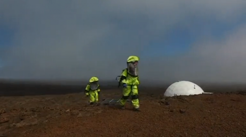 Six scientists have crossed the halfway point of an eight month stint in a dome perched atop a remote volcano in Hawaii where they are living in isolation to simulate life for astronauts traveling to Mars, the University of Hawaii said. Photo grabbed from Reuters video file.