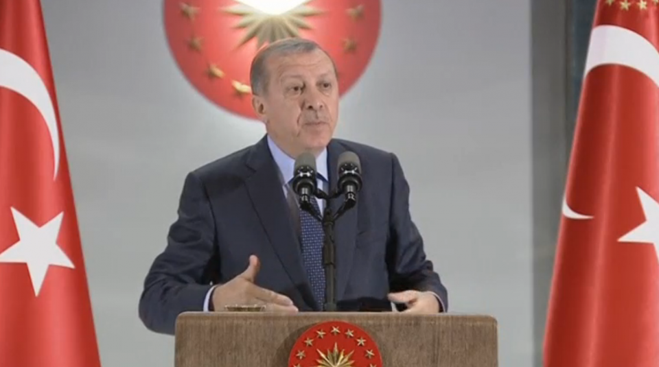 Turkish President Tayyip Erdogan will fight back politically against the arrest warrants issued by U.S. authorities for his security personnel, broadcaster CNN Turk quoted him as saying on Thursday (June 15). Photo grabbed from Reuters video file.