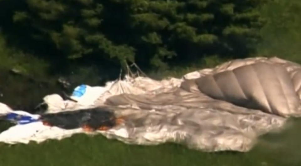 A blimp at the U.S. Open golf tournament in Wisconsin caught fire and crashed on Thursday (June 15), according to the Milwaukee Journal-Sentinel. Photo grabbed from Reuters video file.