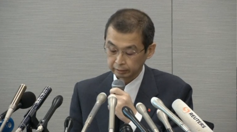 The CEO of  Takata Corp, Shigegisa Takata.  The embattled airbag maker Takata Corp on Monday (June 26) filed for bankruptcy protection in Japan.  (Photo grabbed from Reuters video) 