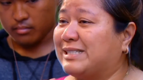 Carmen Sibayan, mother of fire Controlman 2nd Class Carlos Victor Ganzon Sibayan, a Fil-Am sailor killed in a sea mishap off Japan.  (Photo grabbed from Reuters video)