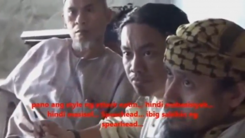 Abu Sayyaf leader and reporter IS "emir" in Southeast Asia Isnilon Hapilon in the secret strategy meeting with other Islamist militants.  The military got hold of the video that proved the Islamist militants had long been planning the Marawi take-over.   (Photo grabbed from Reuters provided video)