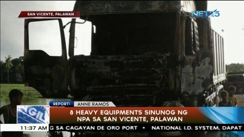 burned heavy equipments