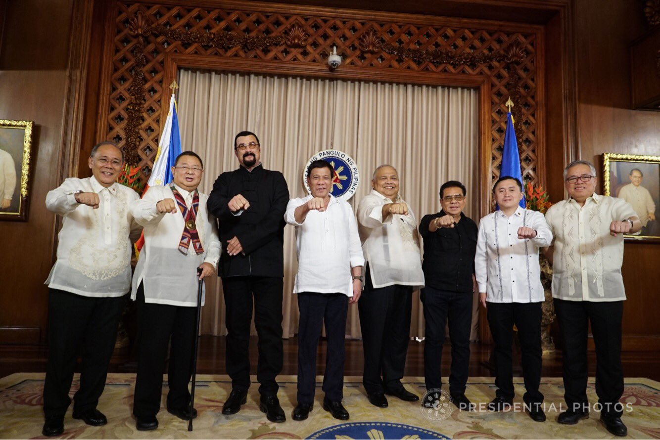 President Duterte and Seagal in Palace on Oct. 12, 2017