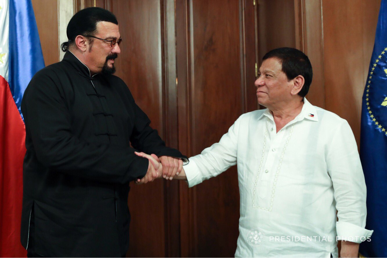 Seagal and Duterte in Palace on Oct. 14, 2017