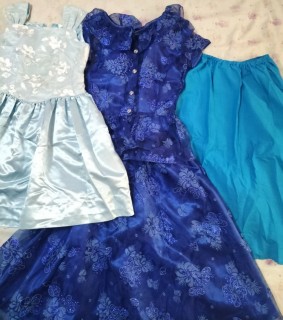 Blue dresses sewn as a gift